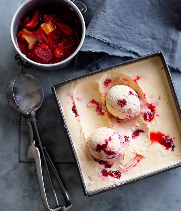 Strawberries and cream semifreddo
