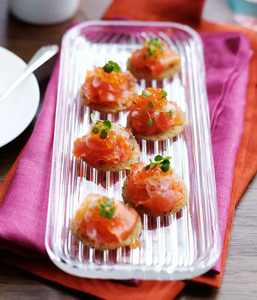 Whisky-cured ocean trout on rye crispbread