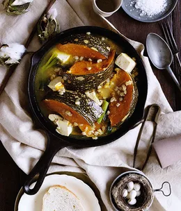 Pumpkin, pearl barley and miso braise