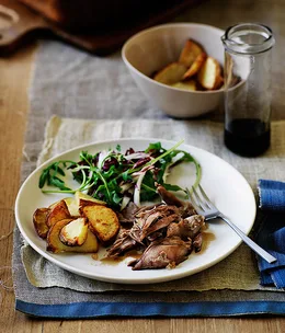 Salt-crust duck with saba