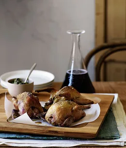 Cotechino-stuffed squab with silverbeet