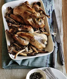 Pot-roasted guinea fowl with chestnut stuffing