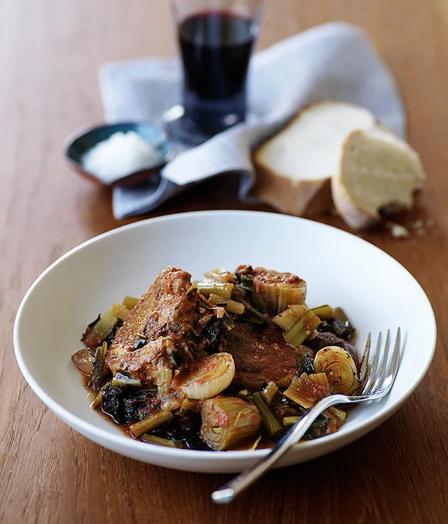 Braised lamb with chicory