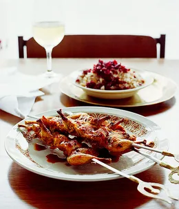 Barbecued quail with sweet-and-sour syrup