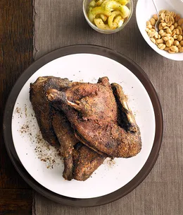 Crisp Sichuan duck with cucumber salad