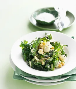 Fried cauliflower, chickpea and silverbeet salad