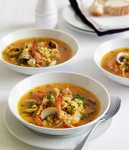 Seafood and saffron soup