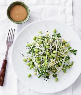 Soybean, white radish and sprout salad