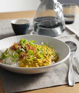 Dhal with coriander and fried onion