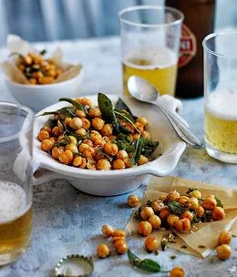 Herb and fennel fried salted chickpeas