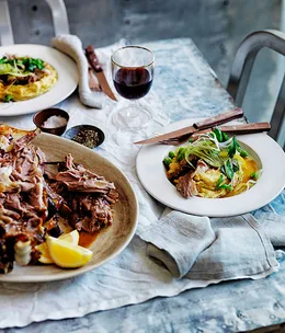 Forequarter of lamb with chickpea cream and fennel salad