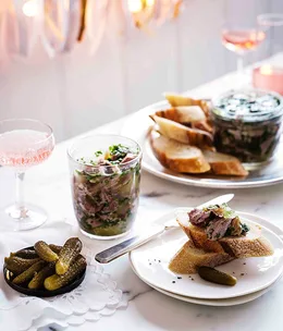 Ham persillade with cornichons