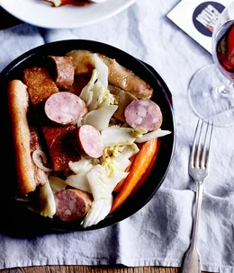 Our own choucroute of pork, pickled cabbage and smoked sausage