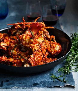 Lobster in Cognac and tomato sauce