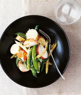 Lobster Russian salad with vodka mayonnaise