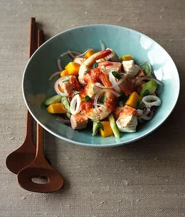 Mexican poached seafood salad