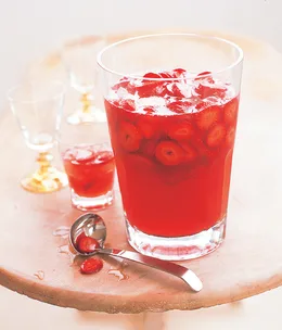 Prosecco, strawberry and peach punch