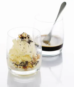 Cognac and hazelnut affogato
