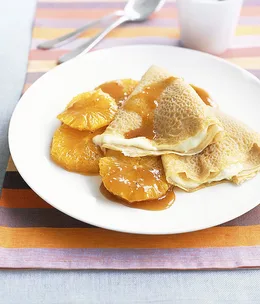 Crepes with honeyed oranges