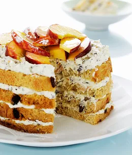 Panettone, ricotta and peach cake