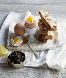 Eggs, caviar and buttered soldiers