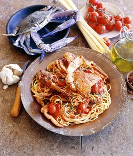 Spaghetti and crab