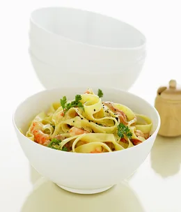 Prawn, lemon cream and prosciutto tagliatelle