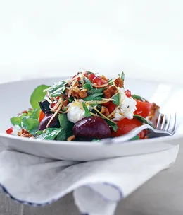 Roast beetroot and caramelised walnut salad with goat’s curd, pomegranate and preserved lemon