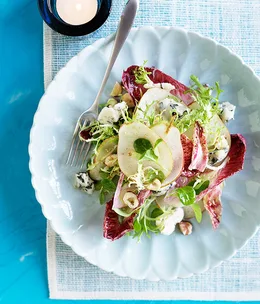 Witlof, pear, Roquefort and hazelnut salad