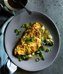 Oyster omelette with oyster sauce