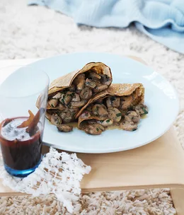 Buckwheat crepes with mushrooms