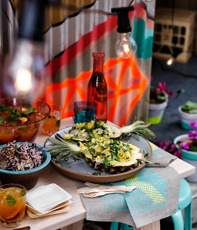 Palm heart, pineapple and corn salad