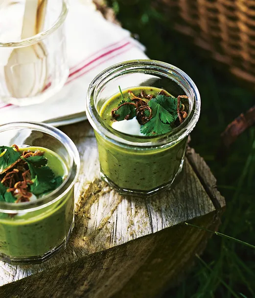 Chilled pea and coriander soup
