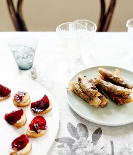 Spicy lamb cigars in brik pastry