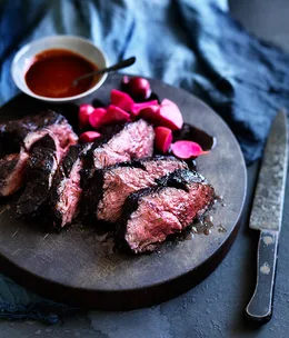 Butcher’s steak with fermented radishes and Korean hot sauce