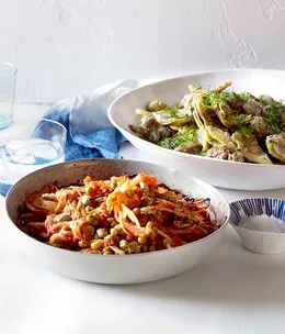 Braised broad beans and peas