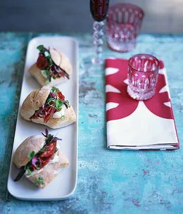 Coppa, stracchino and green olive salad rolls