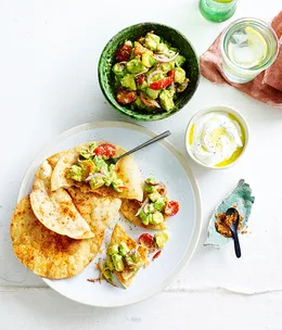 Crushed avocado, chilli and lime with crunchy tortillas
