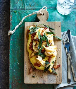 Soft polenta with calamari, pancetta and sage