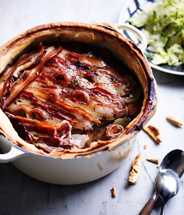 Baeckeoffe stew with Brussels sprout salad