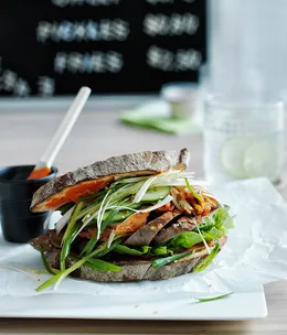 Korean grilled beef sandwich with pajori