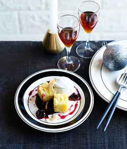 Coconut, spiced cherries and dark chocolate