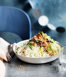 Japanese-style rice, cabbage and smoked trout salad