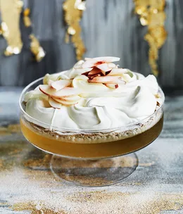 Moscato and almond trifle with white peaches