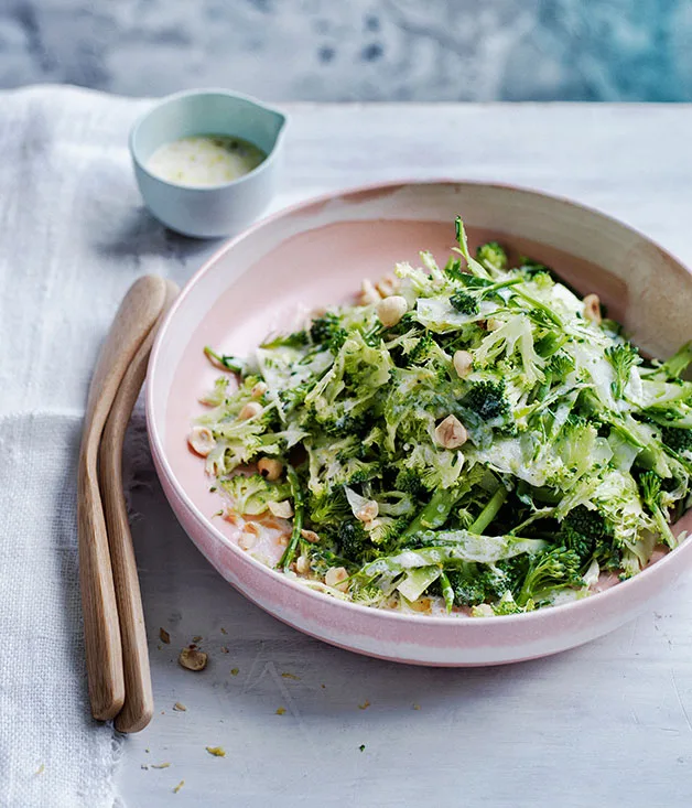 Broccoli and spring onion slaw with buttermilk dressing