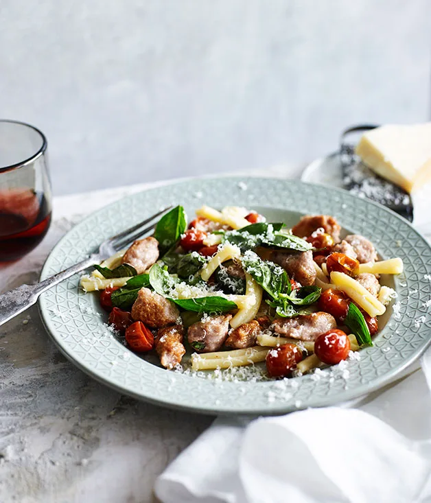 Strozzapreti with pork and wine sausage, tomato and chilli