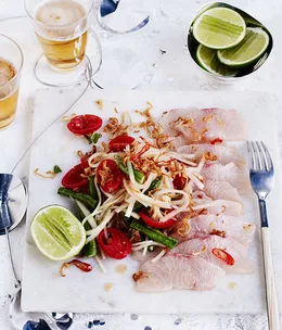 Raw mahi mahi with green papaya, lime and chilli
