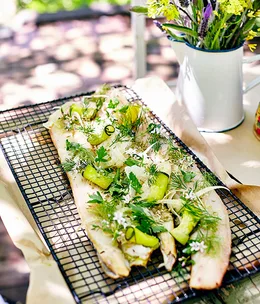 Smoked mulloway with apricot and beer