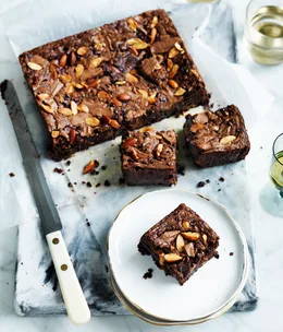 Choc-malt and almond brownie