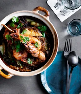 David Thompson's prawns baked with vermicelli
